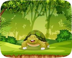 Turtle in jungle theme setting vector