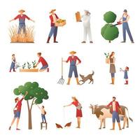 Set of farmers working vector