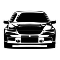 dibujo frontal del coche blanco y negro vector