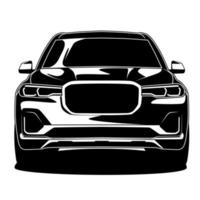 dibujo frontal del coche blanco y negro vector