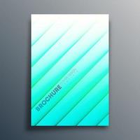 Cyan gradient cover template with diagonal lines vector