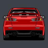 Back View Red Car Drawing vector
