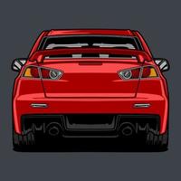 Back View Red Car Drawing vector