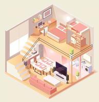 Isometric house different rooms composition vector