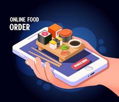 Isometric online food order service concept vector