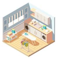 Isometric laundry room vector