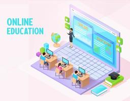 Online education isometric concept vector