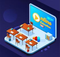 Online education isometric concept vector