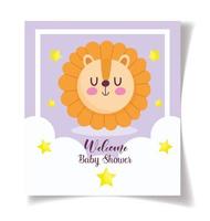 Baby shower lion face vector