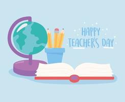 Teacher's Day design with supplies vector