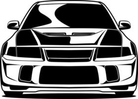 dibujo frontal del coche blanco y negro vector