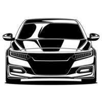 dibujo frontal del coche blanco y negro vector