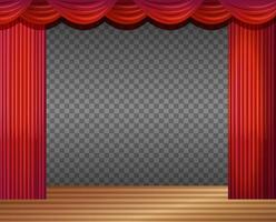 Empty Stage with Red Curtains Transparent vector