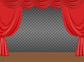 Empty Stage with Red Curtains Transparent vector