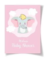 baby shower con lindo diseño de elefantito vector