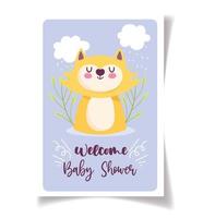 Baby shower card with little cat  vector