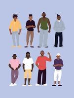 Black men with urban style set vector