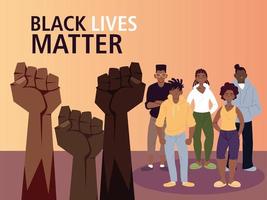 Black lives matter with fists vector