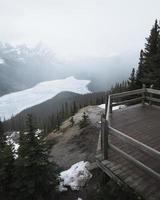 Dock above a mountain view photo