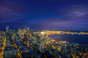 Downtown Seattle skyline at night photo