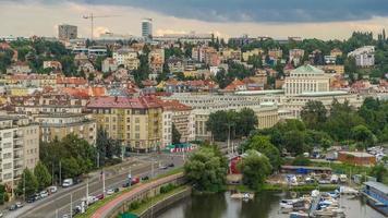 View of Prague timelapse from the observation deck of Visegrad. Prague. Czech Republic