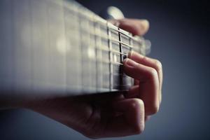 Acoustic guitar detail photo