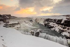 Cascada gullfoss congelada, Islandia