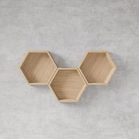 Hexagon 3D shelf with raw concrete wall  photo