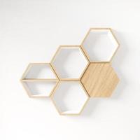 Hexagon 3D shelf with copy space photo