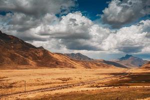 Desert mountains under blue sky photo