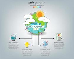 Earth globe infographic. World Environment Day concept. vector