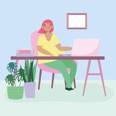 Young woman working remotely from home