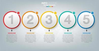 Infographic template with icons and 5 elements or steps. vector