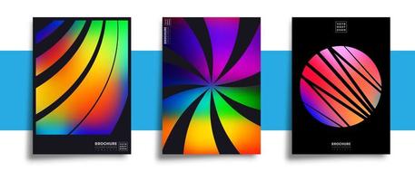 Set of abstract design posters with colorful gradients vector