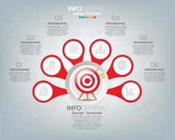 Target and elements with numbers and text infographic vector