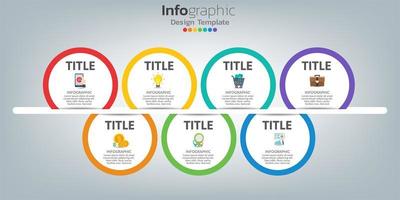 Timeline infographic design template with 7 steps. vector