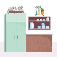 Kitchen interior background vector