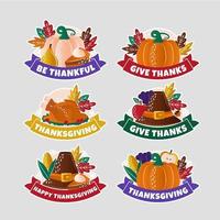 Colorful Thanksgiving Sticker Set vector