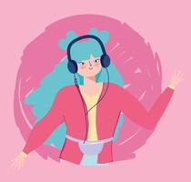 Hype girl listening to music vector