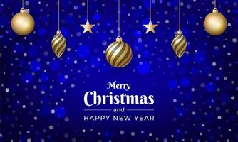 Merry Christmas with blue color and snow effect vector