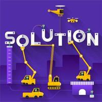 Construction site crane building Solution text vector