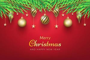 Christmas background with golden ornaments