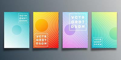 conjunto de cubiertas de diseño radial degradado colorido vector