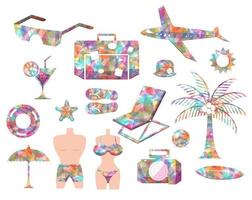 Beach element set style diamond shape vector