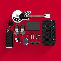 Top view of music items vector