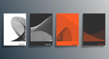 Minimal orange and black geometric design set vector