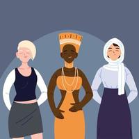 Diverse group of three women vector