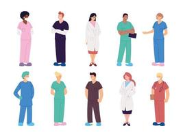 Set of healthcare workers doctors and nurses vector