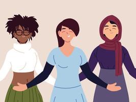 Portrait of multiethnic women together vector