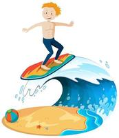 Isolated surfer at the beach vector